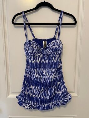Tommy Bahama Blue and White One-Piece Swimdress
